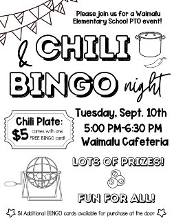 PTO Chili & Bingo flyer